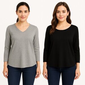 Terra & Sky Black and Gray Long Sleeve Tops Women's Size 4X